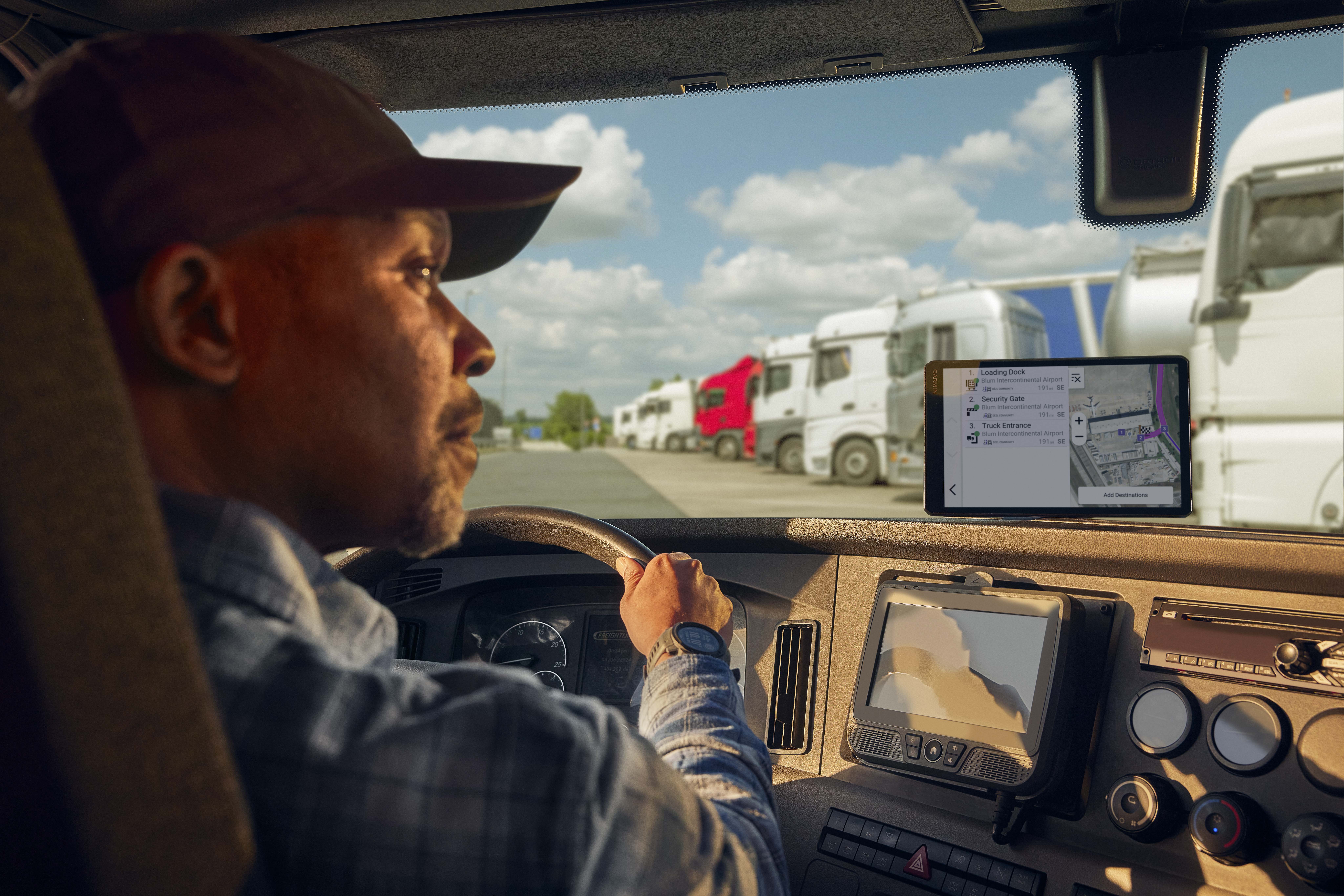 Garmin dēzl LGV820 im LKW-Cockpit